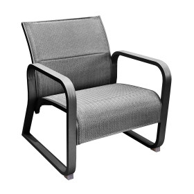 Fauteuil de jardin quenza proloisirs graphite avec toile TPEP chevron