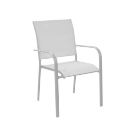 fauteuil de jardin ÉLÉGANCE PROLOISIRS structure blanche empilable avec accoudoirs