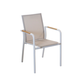 Fauteuil de jardin AROHA OCEO avec accoudoirs en teck et assise TPEP confortable et résistante