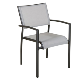 fauteuil de jardin empilable TICAO LES JARDINS aluminium PVC gris
