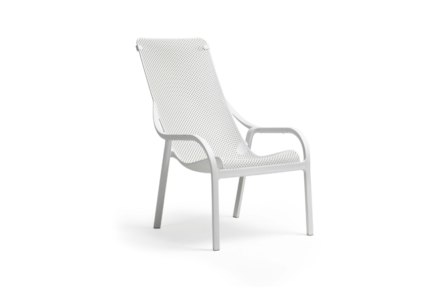 Fauteuil de jardin LOUNGE NET NARDI en polypropylène fiberglass, empilable et design coloris Bianco