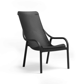 Fauteuil de jardin LOUNGE NET NARDI en polypropylène fiberglass, empilable et design coloris Anthracite