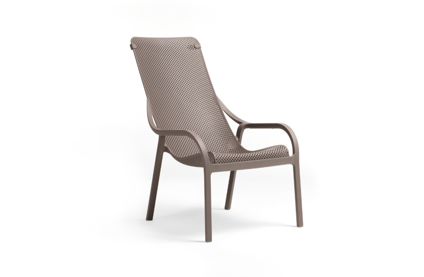 Fauteuil de jardin LOUNGE NET NARDI en polypropylène fiberglass, empilable et design coloris Taupe Tortora