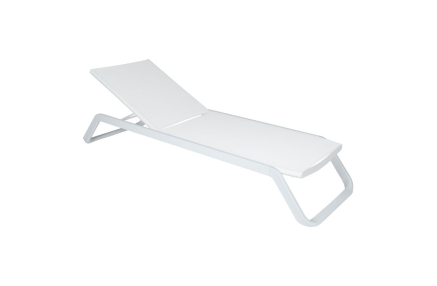 Bain de soleil Marieta Vlaemynck en aluminium pour jardin et piscine