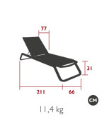 Bain de soleil Marieta Vlaemynck en aluminium pour jardin et piscine