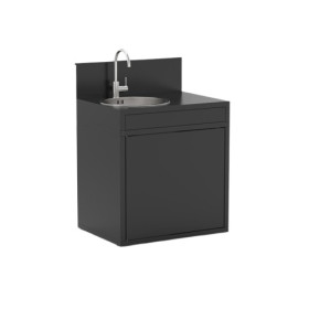 support évier cuisine extérieure Forge Adour en acier noir avec évier inox et robinet adaptable