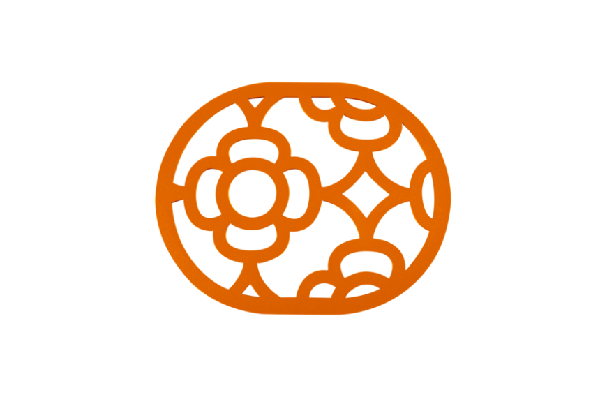 dessous de plat LORETTE FERMOB en acier ajouré avec motif floral pour intérieur et extérieur