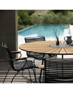 Fauteuil de jardin Click HOUE design nordique empilable lamelles clipsables accoudoirs bambou