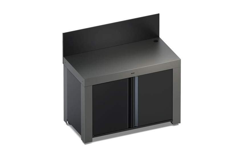 Cuisine d’extérieur MODULO FELIX 120 cm ENO gris cargo avec 2 portes et étagère, compatible plancha et frigos 75L