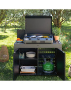 Cuisine d’extérieur MODULO FELIX 120 cm ENO gris cargo avec 2 portes et étagère, compatible plancha et frigos 75L