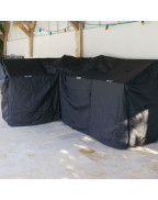 Housse de cuisine extérieure d’angle ENO 60 ou 80 cm, toile PVC déperlante noire avec fermetures éclair et sangle de maintien