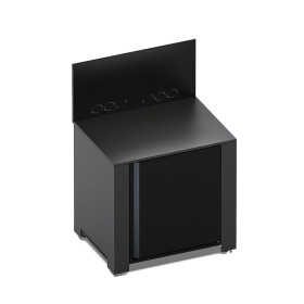 Module de cuisine d’extérieur MODULO plancha gris cargo ENO avec crédence haute et plateau surbaissé