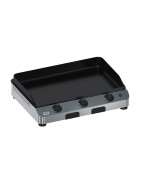 Plancha à gaz FUSION 75 inox ENO avec 3 brûleurs double rampe et plaque en inox massif
