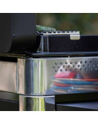 Combo plancha FUSION 75 inox ENO avec chariot inox, étagères et couvercle de protection