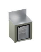 Module cuisine extérieure ENO MODULO vert sauge avec frigo 75L tropicalisé et plan inox.