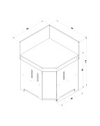 Module d’angle MODULO SAUGE ENO en acier galvanisé et inox, avec porte push-pull et crédences hautes.