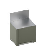 Module plancha MODULO SAUGE ENO en acier galvanisé et inox, avec plan de travail surbaissé et rangement bouteille gaz.