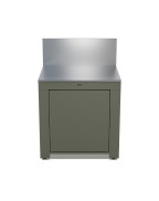 Module plan de travail porte MODULO SAUGE ENO avec plan de travail inox et porte push-pull, coloris vert sauge.