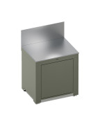 Module plan de travail porte MODULO SAUGE ENO avec plan de travail inox et porte push-pull, coloris vert sauge.