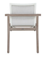 Fauteuil de jardin COPENHAGUE Blanc chiné en teck et Batyline Eden confortable pour terrasse