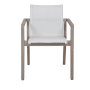 Fauteuil de jardin COPENHAGUE Blanc chiné en teck et Batyline Eden confortable pour terrasse