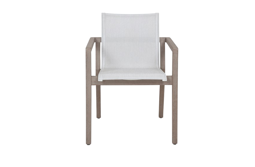Fauteuil de jardin COPENHAGUE Blanc chiné en teck et Batyline Eden confortable pour terrasse