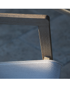 Fauteuil de jardin COPENHAGUE Blanc chiné en teck et Batyline Eden confortable pour terrasse