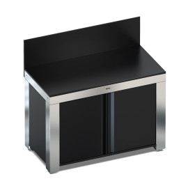 Cuisine extérieure MODULO FELIX ENO 120 cm noir inox avec plan de travail et rangements
