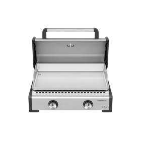 Plancha à gaz MASTER 2 PRO Campingaz, 2 brûleurs Blue Flame, surface inox 58x36 cm, cuisson indirecte et directe