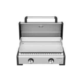 Plancha à gaz MASTER 2 PRO Campingaz, 2 brûleurs Blue Flame, surface inox 58x36 cm, cuisson indirecte et directe