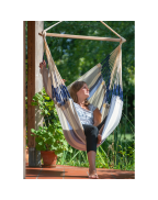 Chaise Hamac DOMINGO LA SIESTA en tissu Outdoor résistant avec barre en bambou FSC, idéale pour petits espaces