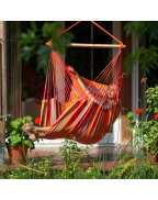 chaise hamac Kingsize DOMINGO LA SIESTA en tissu outdoor avec barre en bambou et rotation 360°