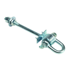 crochet balançoire type O avec manille M1,2x14 cm en acier galvanisé pour poutre bois