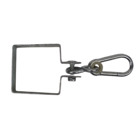 crochet balançoire support carré avec mousqueton 9x9 cm en acier galvanisé pour portique extérieur