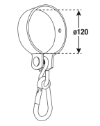 crochet balançoire support rond avec mousqueton 12 cm acier galvanisé extérieur