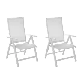 Lot de 2 fauteuils de jardin MULTIPO Proloisirs blancs en aluminium avec dossier inclinable.