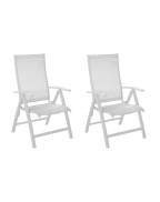 Lot de 2 fauteuils de jardin MULTIPO Proloisirs blancs en aluminium avec dossier inclinable.