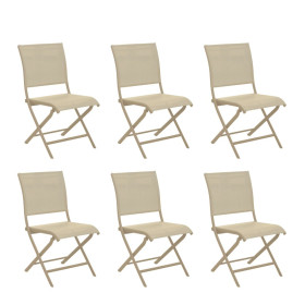 Lot 6 Chaises Jardin Pliantes ÉLÉGANCE Crème
