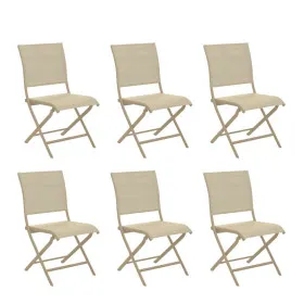 Lot 6 Chaises Jardin Pliantes ÉLÉGANCE Crème