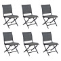 Lot de 6 chaises de jardin pliantes ÉLÉGANCE Proloisirs en aluminium et toile TPEP graphite.