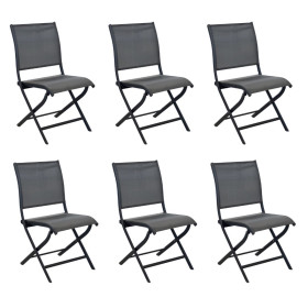 Lot de 6 chaises de jardin pliantes ÉLÉGANCE Proloisirs en aluminium et toile TPEP graphite.