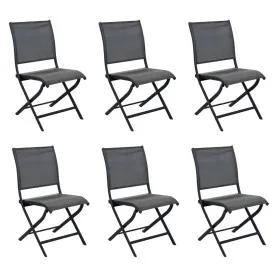 Lot de 6 chaises de jardin pliantes ÉLÉGANCE Proloisirs en aluminium et toile TPEP graphite.