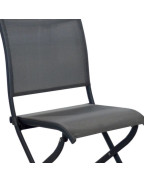 Lot de 6 chaises de jardin pliantes ÉLÉGANCE Proloisirs en aluminium et toile TPEP graphite.