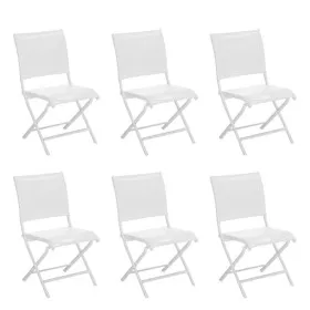 Lot de 6 chaises de jardin pliantes ÉLÉGANCE OCÉO en aluminium blanc et toile textilène respirante.